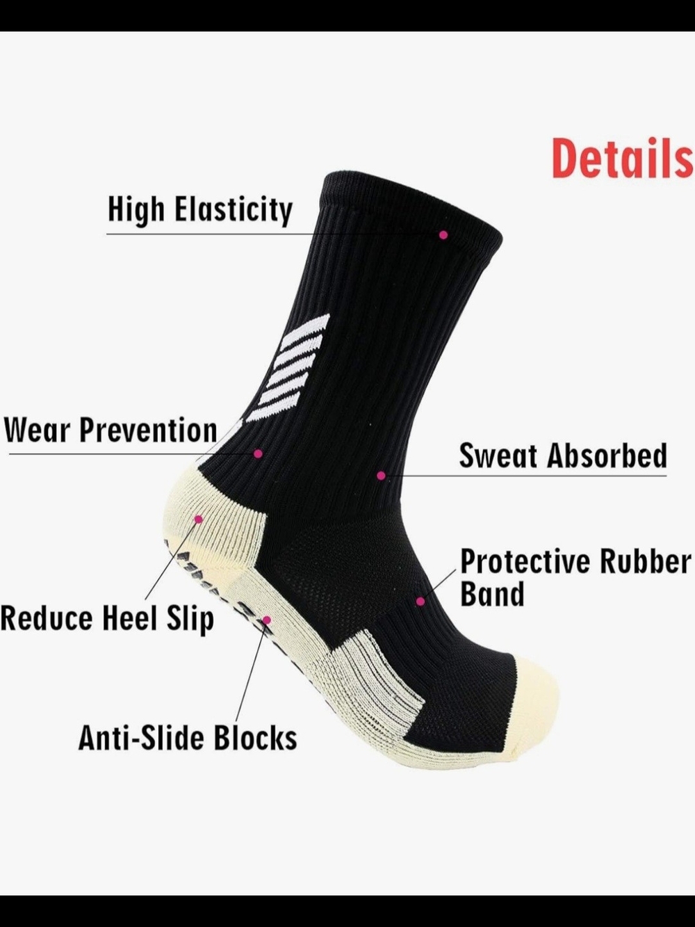 6 grippy breathable socks- Black and Cream